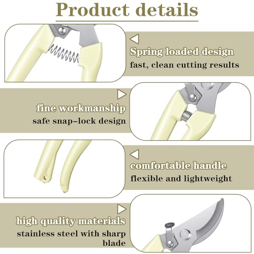 12 Pcs Floral Shears, Stainless Steel Pruning Shears Sharp Handheld Garden Shear Heavy Duty Plant Scissors for Trimming Plants, Cutting Flowers, Yard Gardening
