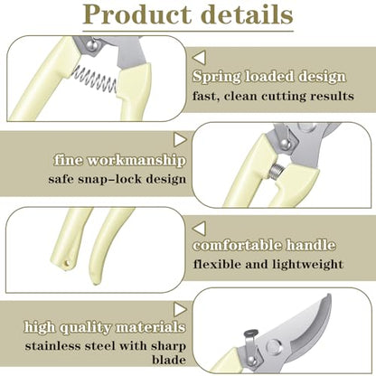 12 Pcs Floral Shears, Stainless Steel Pruning Shears Sharp Handheld Garden Shear Heavy Duty Plant Scissors for Trimming Plants, Cutting Flowers, Yard Gardening