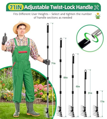 Weeding Rake Puller Tool for Garden,Heavy Duty Iron Weed Puller Cutter Tool - style: 8 Teeth