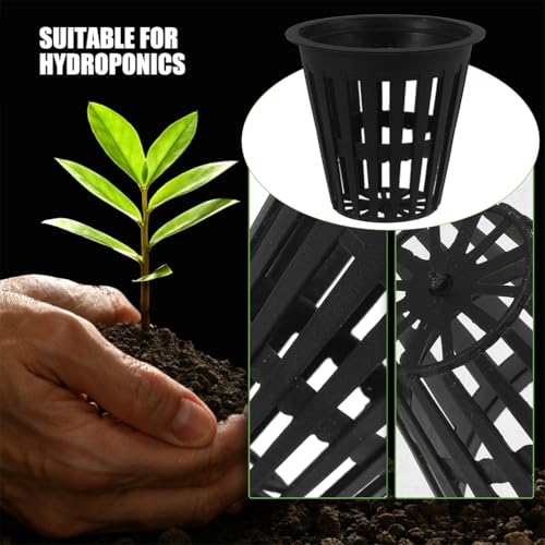 Toddmomy Hydroponic Grow Baskets 5-Pack 2.16X1.96X1.18 in Slotted Mesh Net Cups for Root Aeration Seed Starting Vegetables Orchids Aquaponics Plant Starter Containers