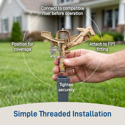 Orbit Brass Impact Sprinkler Head, Dual Nozzle, 3/4 in. MPT - 55016