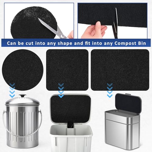 Reallnaive Square Compost Bin Charcoal Filter Sheets, Activated Carbon