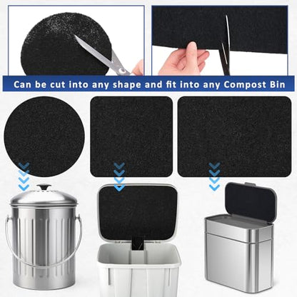 Reallnaive Square Compost Bin Charcoal Filter Sheets, Activated Carbon