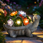 11.1 Inch Large Solar Garden Decor Turtle Statues Lights with Succulent - color: Gray