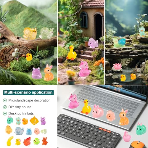 60 Pcs Mini Resin Animals, Glow in The Dark Tiny Animal Figurines - color: 60p-luminous Animals