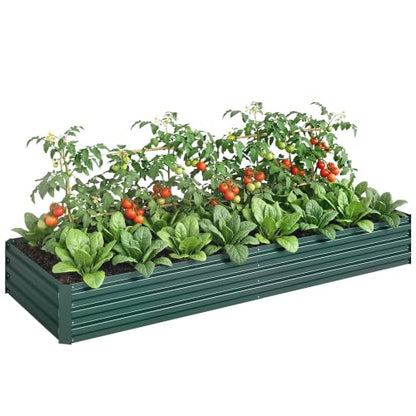 Outsunny 8' x 3' x 1' Galvanized Raised Garden Bed, Green - color: Green