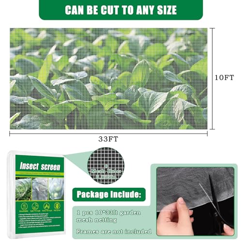10 X 33 FT Breathable Garden Mesh Netting Pest Barrier for Raised Beds - color: White Netting, size: 10x33ft