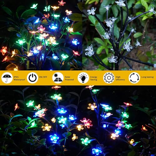 8 Pack Solar Lights Outdoor Waterproof, Garden Lights Solar Flowers - color: Multicolor Cherry 8pack