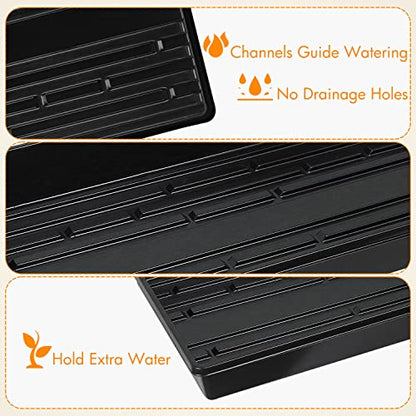 Gardzen 10 Pack Seed Trays Reusable Plant Grow Trays No Drain Holes - size: 21L x 11W x 2.4H