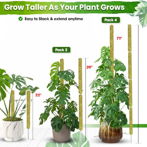 DUSPRO 10Pcs 22'' Natural Stackable Moss Pole for Plants Monstera - color: 10pcs Natural