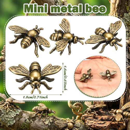 Weysat 50 Pcs Mini Vintage Bronze Bee Statue Small Bronze Bee Figurines - style: Bee