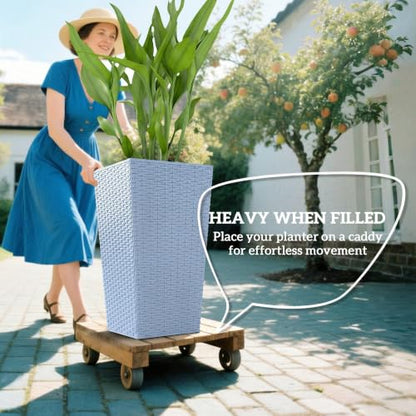 Outsunny 24 in Taper Tall Planters for Outdoor Plants Set of 3, Light Gray - color: Light Gray