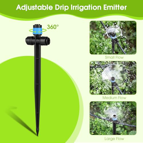 25Pcs Drip Irrigation Emitters – 8-Hole Adjustable Flow for 1/4" Tubing - color: Blue