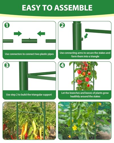 MYMULIKE 6 Pack Tomato Cages for Garden, 51in*13in Adjustable Tomatoes Plant Stakes Support Cages Trellis, Garden Trellis for Vegetable Flowers Fruits Climbing Plants- 20 Binding Wires Included - size: 6pack-51in*13in