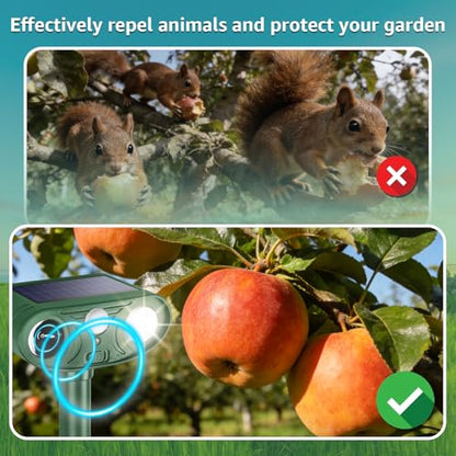 Solar Ultrasonic Animal Repellent Outdoor with Motion Sensor Strobe Light - color: 1PC white and Red lights flashing