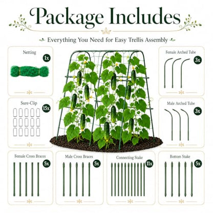 FOLLOOK Cucumber Trellis for Raised Garden Bed, 48x48inch, Green