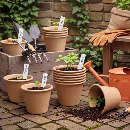 60 Pack 5" Biodegradable Peat Pots, Seed Starter with Drainage