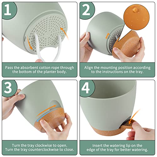 GARDIFE 5/5.5/6/6.5/7 Inch Self Watering Planters, Green - color: 7-green, size: 7/6.5/6/5.5/5 inch|5 pcs
