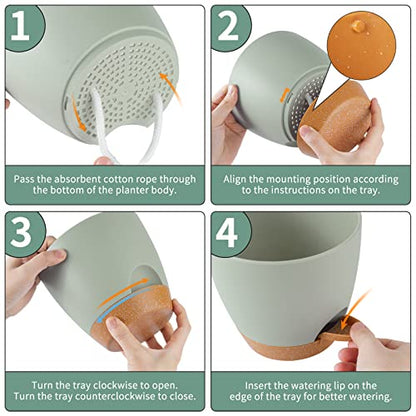 GARDIFE 5/5.5/6/6.5/7 Inch Self Watering Planters, Green - color: 7-green, size: 7/6.5/6/5.5/5 inch|5 pcs