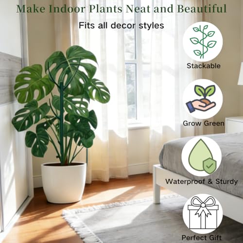 4 Pack Stackable Monstera Plant Support Stakes, 29inch Climbing Plant Sticks Structures with Garden Ties, Durable Alternative to Moss Pole for Indoor Outdoor Plants - size: 4 Pack