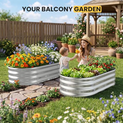 Galvanized Raised Garden Bed Outdoor, 4x2x1FT Planter Box, Silver - color: Silver, size: 4x2x1ft (2 PCS)