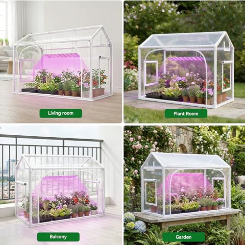Mini Indoor Greenhouse with Grow Lights & Timer 3 Light Color Mode