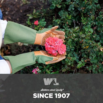 Wells Lamont Women's Leather Rose Pruning Gauntlet Gardening Gloves, Small - size: Small