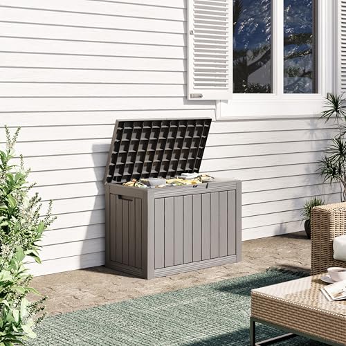 45 Gallon Outdoor Storage Box Waterproof Deck Box Patio Storage - color: Gray, style: 45Gallon