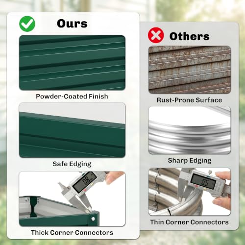 Outsunny 2 Piece 2' x 2' x 1' Galvanized Raised Garden Bed, Green - color: Green