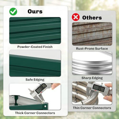 Outsunny 2 Piece 2' x 2' x 1' Galvanized Raised Garden Bed, Green - color: Green