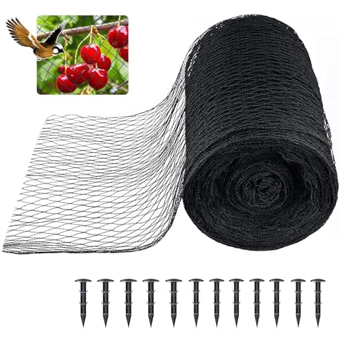 Bird Netting 3/8 Inch Mesh, 20 x 30 FT, HDPE, Rip-Resistant, Black - size: 20' x 30'
