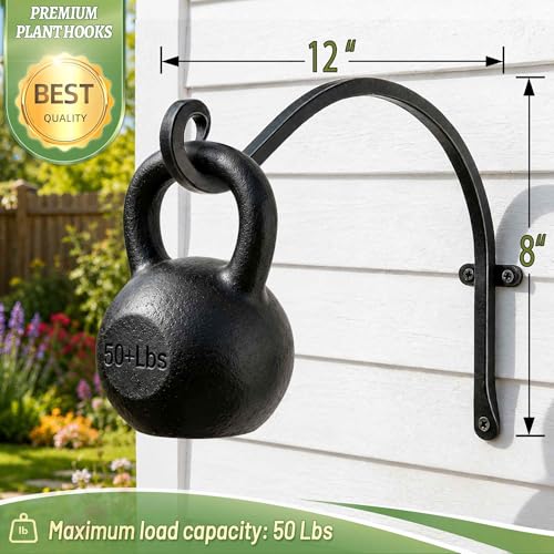 AJART Heavy-Duty Plant Hanger Outdoor: 12" / 2 Pieces Hanging Plant Bracket - size: 12 Inch, style: Plant Bracket Hook