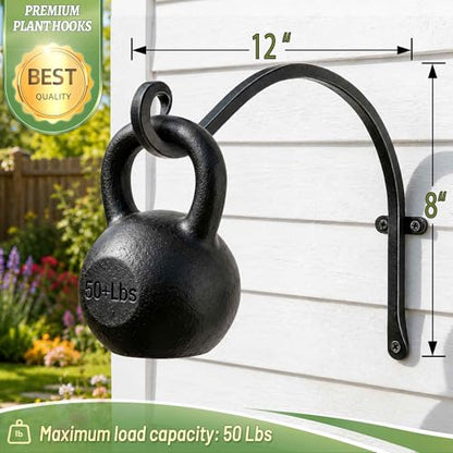 AJART Heavy-Duty Plant Hanger Outdoor: 12" / 2 Pieces Hanging Plant Bracket - size: 12 Inch, style: Plant Bracket Hook