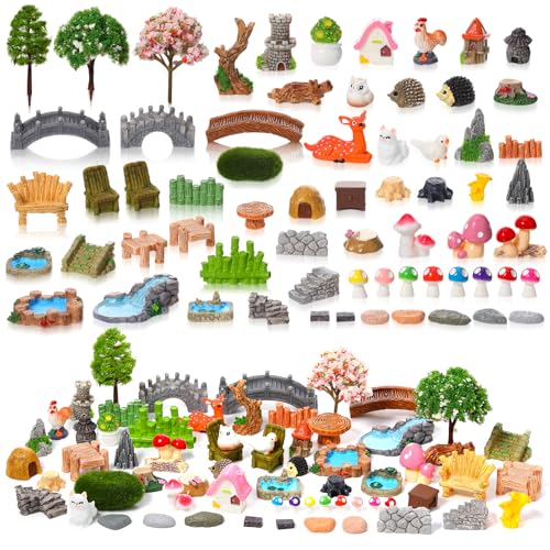 65 Pcs Fairy Garden Accessories Mini Resin Animals Figures