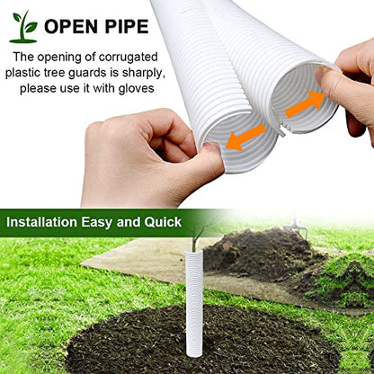 Corrugated Tree Guards, 7pcs Rigid PP Tree Trunk Bark Protectors Sleeve - style: 7Pcs