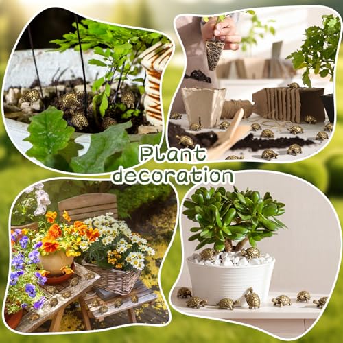 Civaner 50 Pcs Small Turtles, Mini Brass Figurines, Small Metal Tortoise - style: Turtle