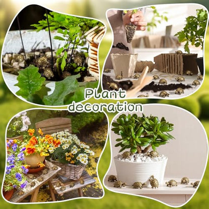 Civaner 50 Pcs Small Turtles, Mini Brass Figurines, Small Metal Tortoise - style: Turtle