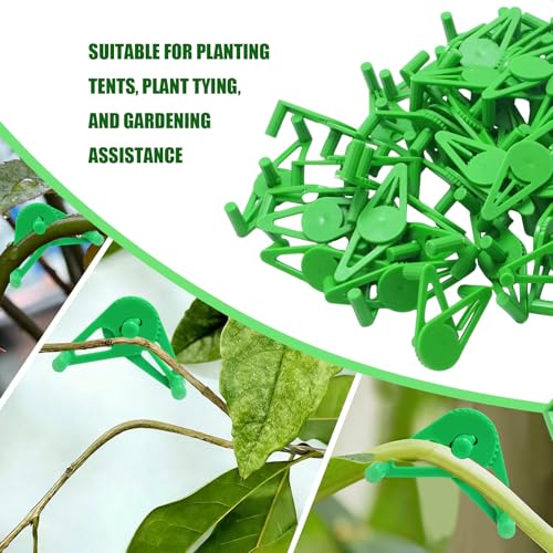 50 PCS Adjustable Plant Training Clips, Green Low Stress Support Clips for Stem Bending, Ideal for Grow Tents and Gardening - color: Green