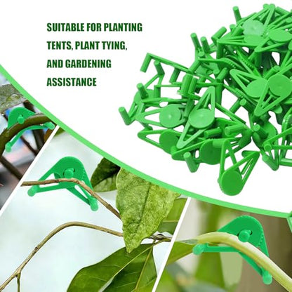 50 PCS Adjustable Plant Training Clips, Green Low Stress Support Clips for Stem Bending, Ideal for Grow Tents and Gardening - color: Green