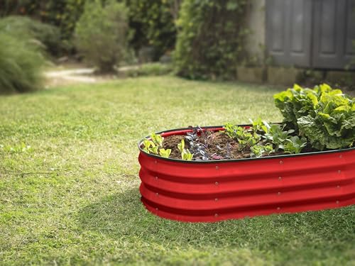 Plant & Plot Galvanized Raised Garden Beds Outdoor // 4×2×1 ft (2-Pack) Planter Raised Beds for Gardening, Vegetables, Flowers (Red) // Large Metal Garden Box - color: Red