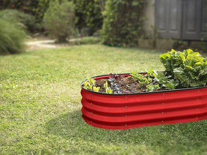 Plant & Plot Galvanized Raised Garden Beds Outdoor // 4×2×1 ft (2-Pack) Planter Raised Beds for Gardening, Vegetables, Flowers (Red) // Large Metal Garden Box - color: Red