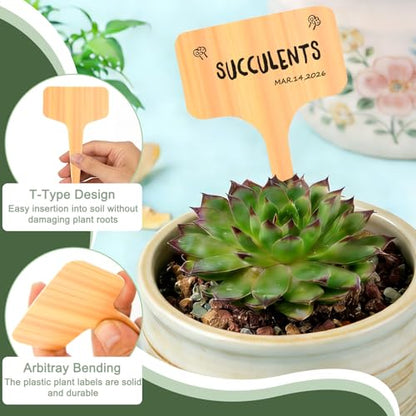 Wanateber 100 Pcs Plastic Plant Labels & Garden Markers with Marking Pen