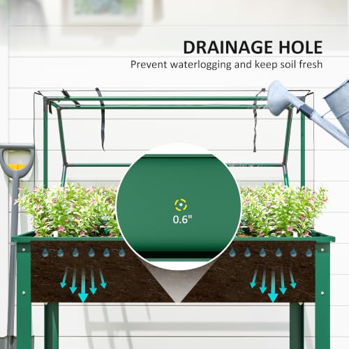 Outsunny Raised Garden Bed with Flip-Up Cover, 39.4"x18.9"x48.8", Green - color: Green