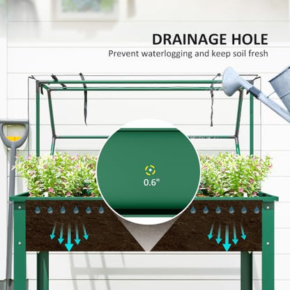 Outsunny Raised Garden Bed with Flip-Up Cover, 39.4"x18.9"x48.8", Green - color: Green