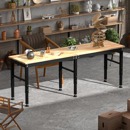 Antifir 96'' Adjustable Workbench, Heavy Duty Workstation - size: 96"x24"|Socket|Pegboard