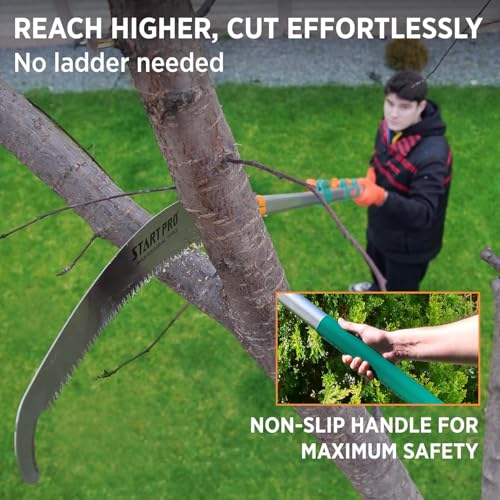 StartPro 29ft Reach Tree Pruning Saw, Telescopic Manual Lightweight Extendable 23ft Pole Saw with Sharp Carbon-Enriched Blade for Pruner for Yard, Garden, Patio & Forestry Use - size: 23ft