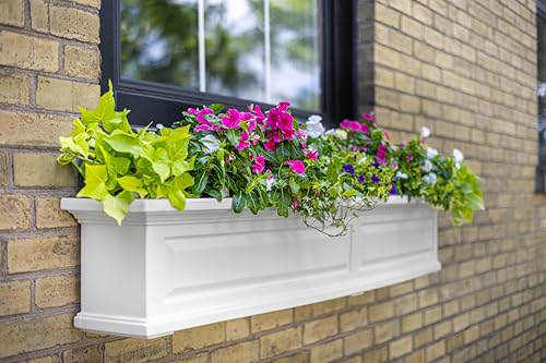Mayne Nantucket 60in Self-Watering Rectangular Window Box Planter, White - color: White, size: 60in