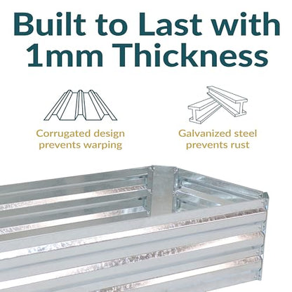 Sunnydaze Galvanized Raised Garden Bed, Rectangle, 4x2x1 ft, Silver - color: Silver
