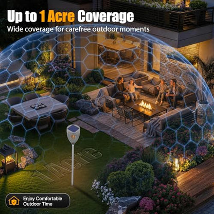 Rossetta Solar Bug Zapper Outdoor, Fly Zapper with Flame & Projector Light - color: Gray