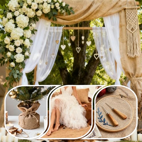 Burlap Fabrics Roll Natural Jute Burlap Garden Tree Wrap Outdoor Weed Barrier DIY Fall Halloween Craft Winter Frost Plant Landscape Blankets Cloth for Plant Gardening Shrubs (60in*6ft) - size: 60in*6ft